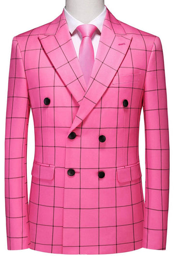 Pink Striped 2 Pieces Peaked lapel Men's Prom Suits